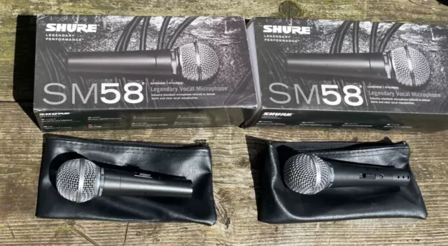 Pair of Shure SM58S Dynamic Vocal Microphones - used once, V. good condition
