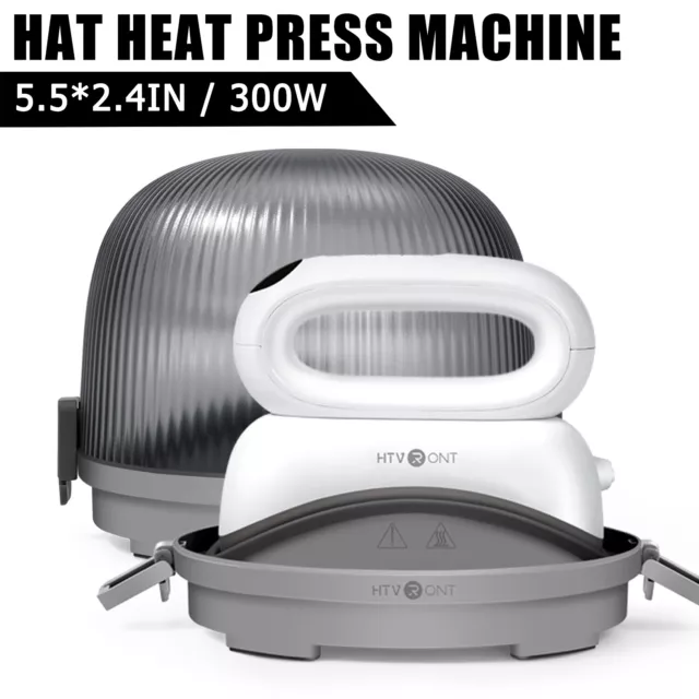 HTVRONT 5.5"x2.4" Hat Heat Press Machine Portable Digital for Various Hats / Cap