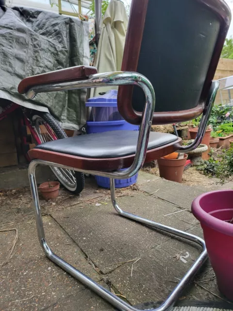 Marcel Breuer Thonet 94 Cesca Chair, Leather, Armrests, Rare