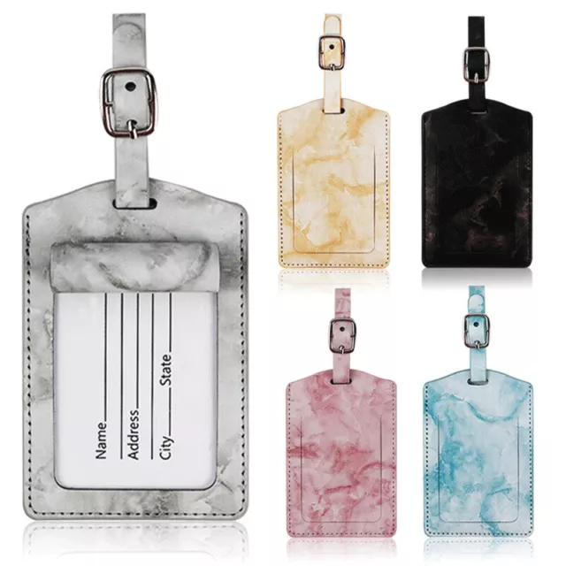 Leather PU Luggage Tags Suitcase ID Card Name Label Baggage Address Tag Travel -