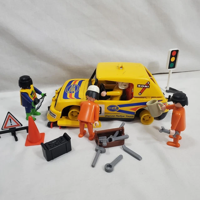 VINTAGE PLAYMOBIL RACE Car Lot Parts Yellow Hella Rallye Pit Crew