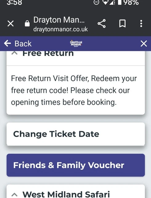 One Drayton Manor ticket friends and family code