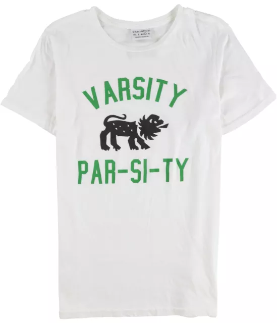 rxmance Womens Varsity Par-Si-Ty Graphic T-Shirt, White, Large