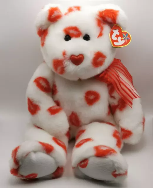 TY Beanie Buddy Smooch The Love Bear mit Etikett im Ruhestand Vintage 2001