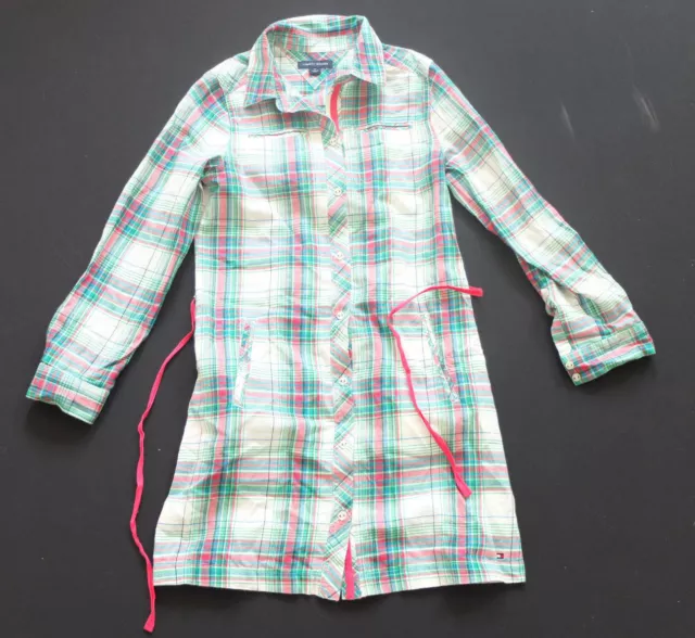 Tommy Hilfiger Elegante Camicia a Quadri Vestito 140 10 J. Nuovo