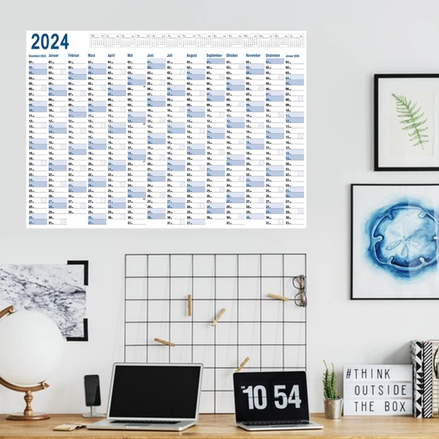 YEARLY WALL CALENDAR 2024 Annual Year Round Large Full Year 365 Days