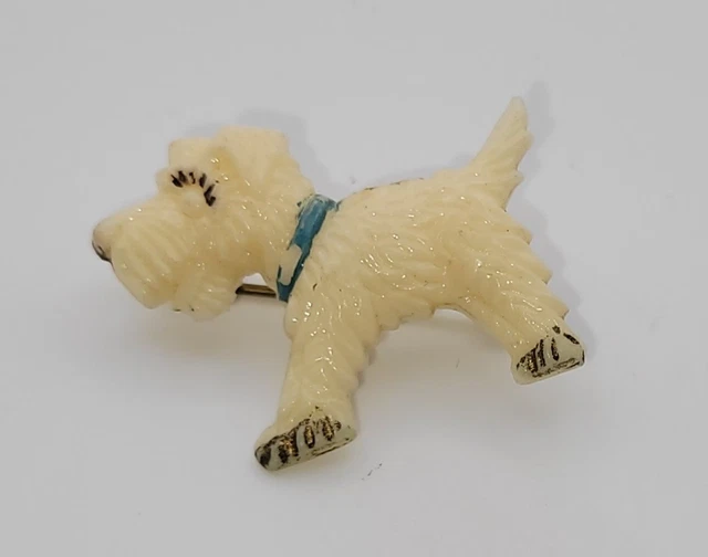 Broche Agatha Paris - Chien Scottish Terrier (Scottie) Avec Strass, Argenté, Occasion