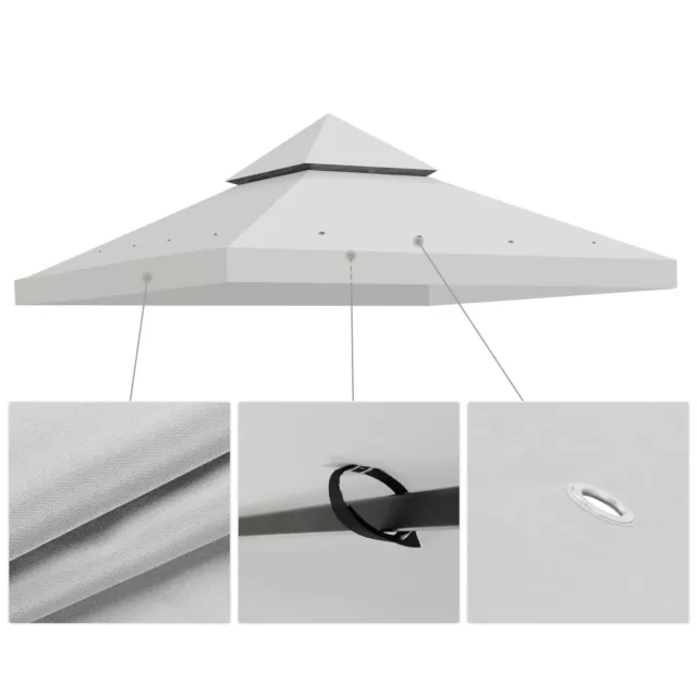 10' x 10' 2 Tier Water Resistant Gazebo Top Replacement UV30+ 200g  Patio Canopy