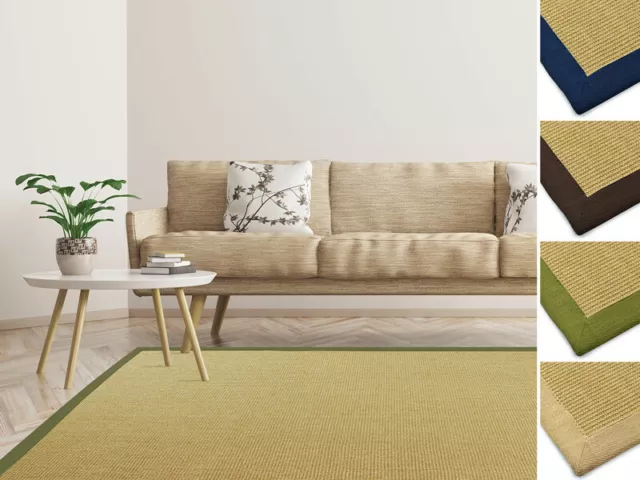 Premium Sisal-Teppich Amazonas mit farbigen Bordüren Wohnzimmerteppich Läufer