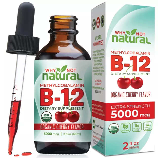 Vitamina B12 Organica Liquida - Sublingual Extra Strength 60 X 5000 Mcg Gotas...