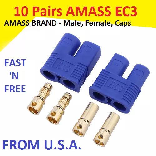 10 Pairs Amass EC3 Connector Plug for RC Car Plane Helicopter Battery Lipo ESC