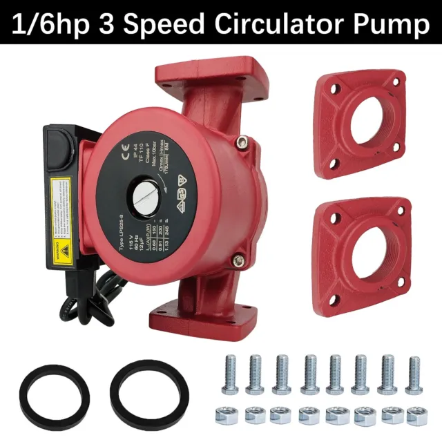 33GPM 3 Speed Circulator Pump Use w/Outdoor Furnaces,Hot water heat,Solar,115V