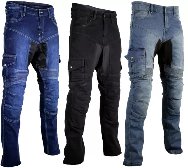 Herren Motorradjeans Bikerjeans Cargojeans mit Protektoren Biker Motorrad Hose