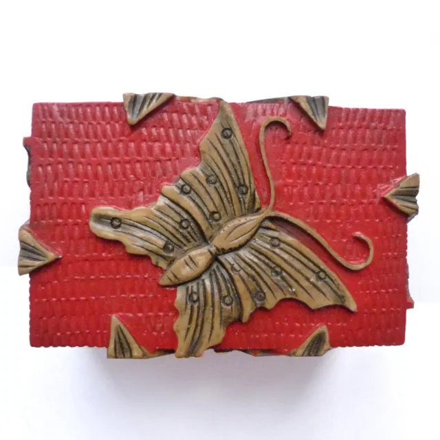 mini Boîte à bijoux ou à trésors en pierre sculptées papillons cadeau noël