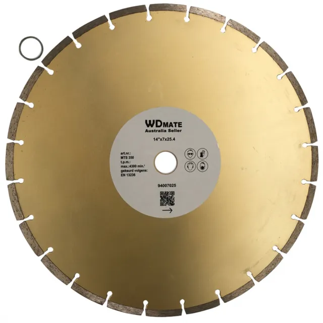 350mm Diamond Circular Saw Disc Dry 7*3mm Segment Cutting Blade 14" 25.4 WDMATE