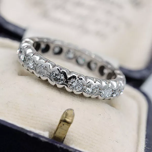 Art Deco 18ct White Gold 1.40ct Diamond Full Eternity Band Ring