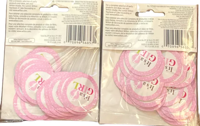 48~Wilton  "It's a Girl"- Cupcake Toppers Picks ( 2 X 24 Picks) 2