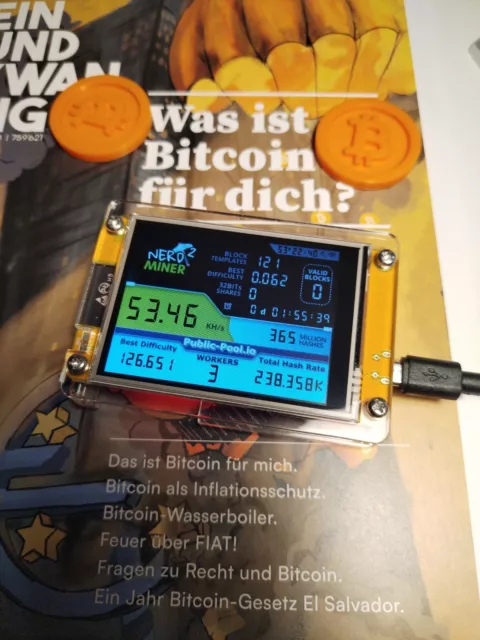 Big Bitcoin Nerd Miner v2.0 -  54KH /s mit V1.6.3   -  2,8"  Display mit Gehäuse