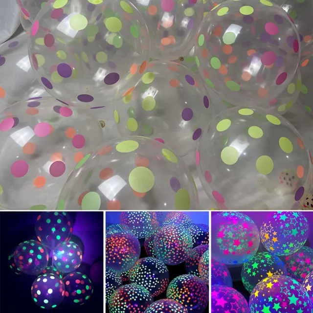 10 PC / Set Clear-Latex Ballons Fluo UV Blacklight Nouvel An Fête Décorations