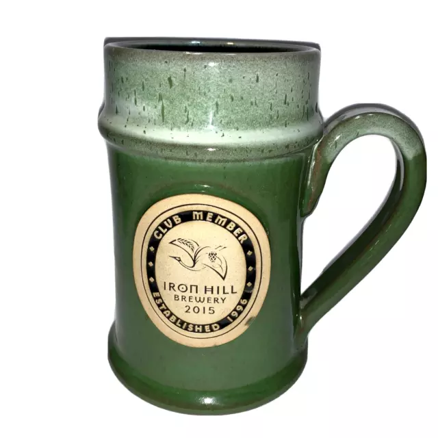 Iron Hill Brewery Green Beer Stein Mug 2015 Club Member 6" Tall