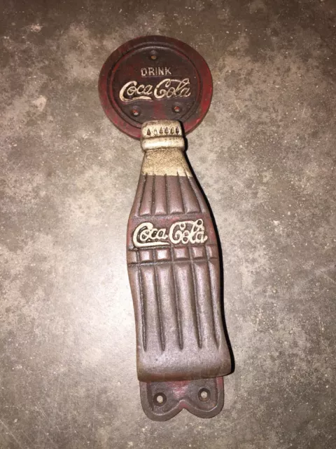 Coca Cola Solid Metal Cast Iron Door Handle 9+INCH Patina Collector Soda Coke
