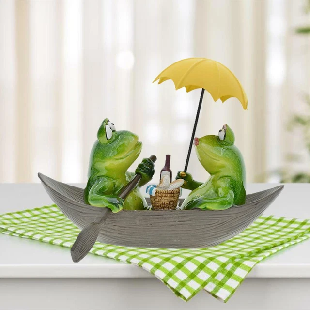 Figurine de couple de grenouille en résine ornements artisanat d'art Statue