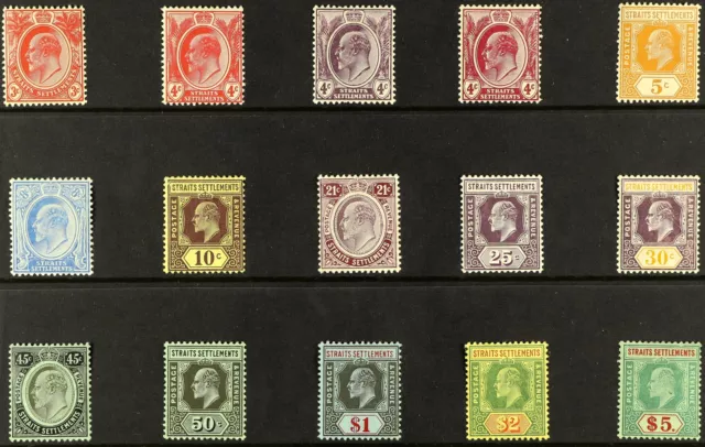 Malaya-straits Settlements 1906-1912 Kevii Definitive Set, Wmk Multi Crown Ca