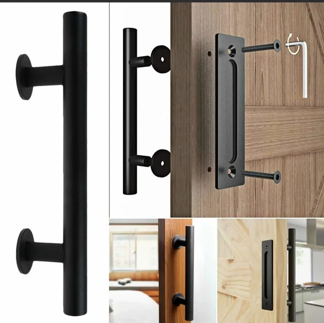 Homlux 1O" Matte Black Heavy Duty Steel Barn Door Pull Handle/Finger Pull/New