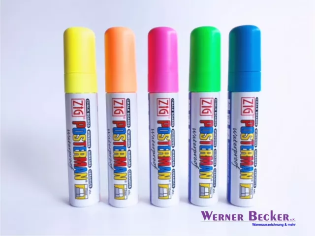 Glasschreiber Posterman, Lackmarker 5 und 15mm; fluorfarben Farbe frei wählbar