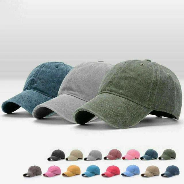 Hommes Casquette Baseball Délavé Coton Style Capuchons Uni Réglable Dad Femme .