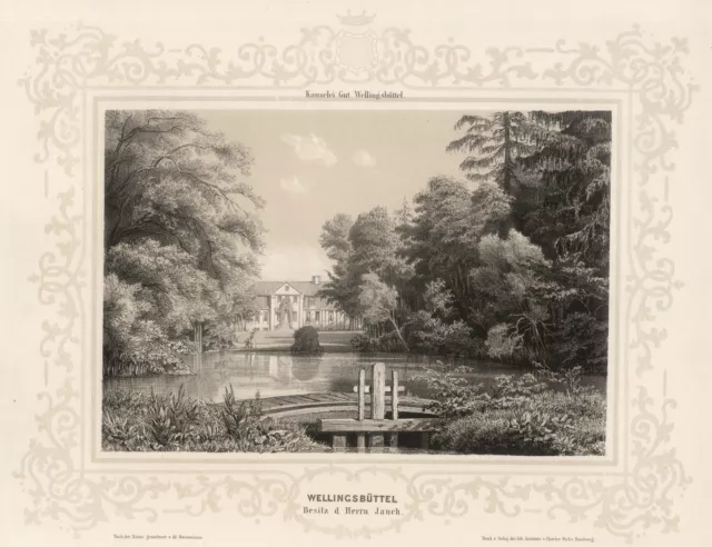 Hamburg Wellingsbüttel Original Lithografie Hornemann 1850