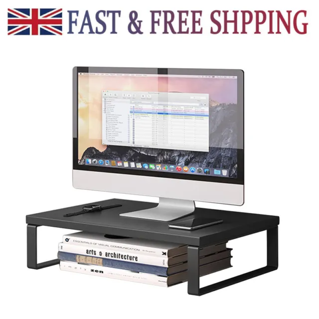 Monitor Riser Stand Computer Desktop Monitor Stand Screen Riser Shelf Black New