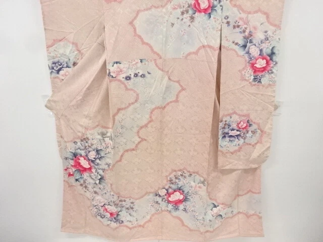 6883932: Japanese Kimono / Antique Furisode / All Shibori / Rose