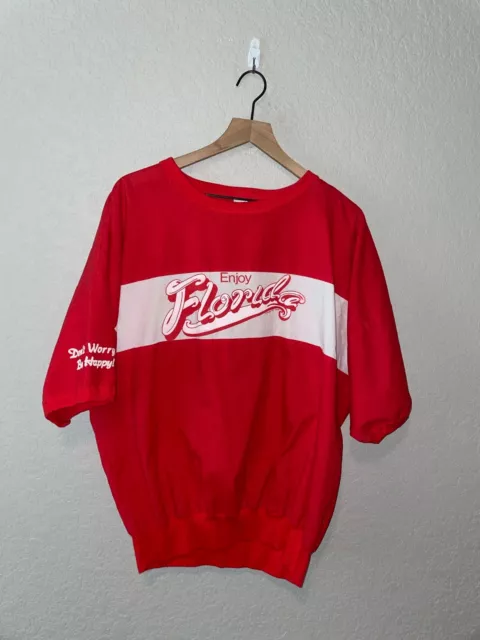 1987 Vintage Enjoy FL Florida Coca Cola Red White Shirt 1980s 80s VTG XL