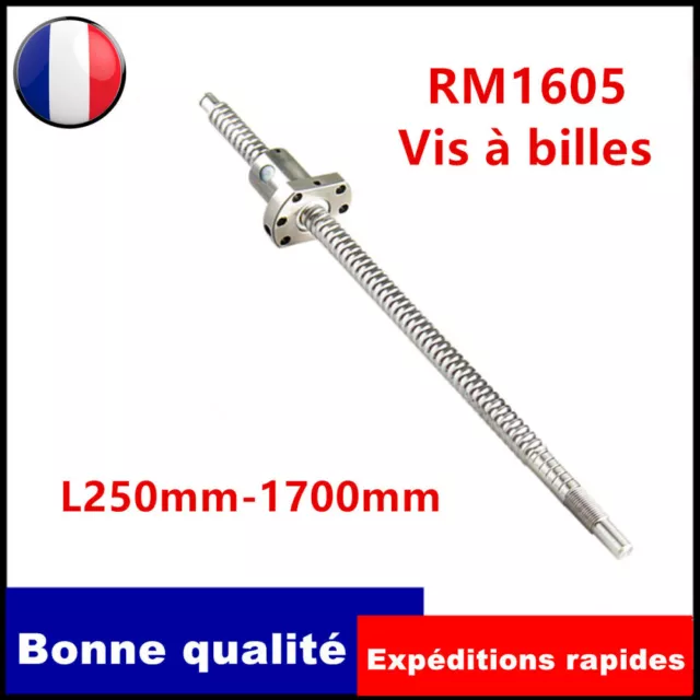 SFU1605 Vis à billes 250mm-1700mm avec écrou à billes unique usiné CNC