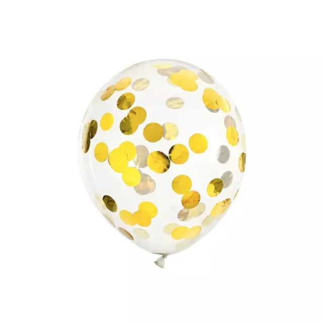 6 PZ Palloncini trasparenti 30 cm con CORIANDOLI colore ORO 1B39