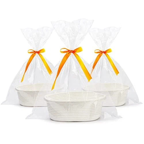 Pro Goleem 3-Piece Small Woven Basket with Gift Bags and Ribbons Different Si...