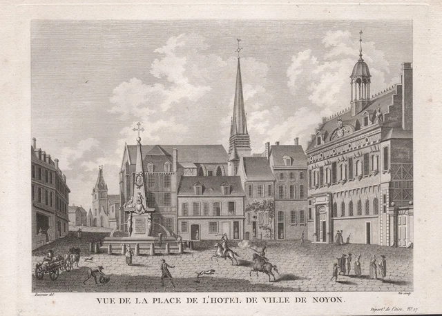 Noyon Hotel de la Ville Oise Hauts-de-France vue gravure estampe engraving 1780