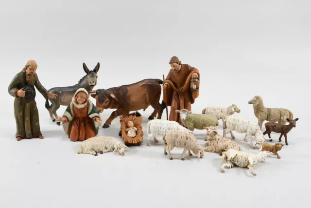 J73A42- Konvolut Krippenfiguren ua Holz geschnitzt Oberammergau, Schleich