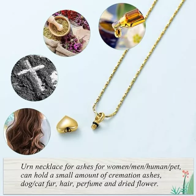 Gold Cremation Urn Necklace  for Relatives and Pets Ashes or Perfume