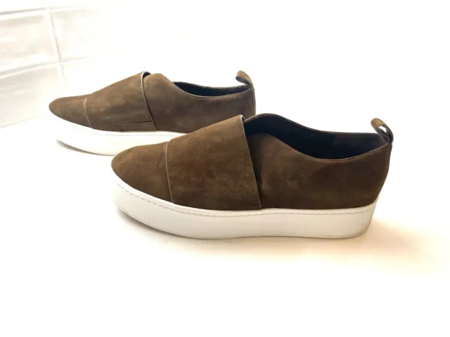 VINCE BeautifulWallace Suede Leather Strap Slip On Platform Sneaker Brown  9.5