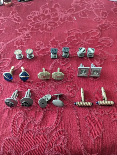 vintage mens cufflinks Lot of 9 Pairs