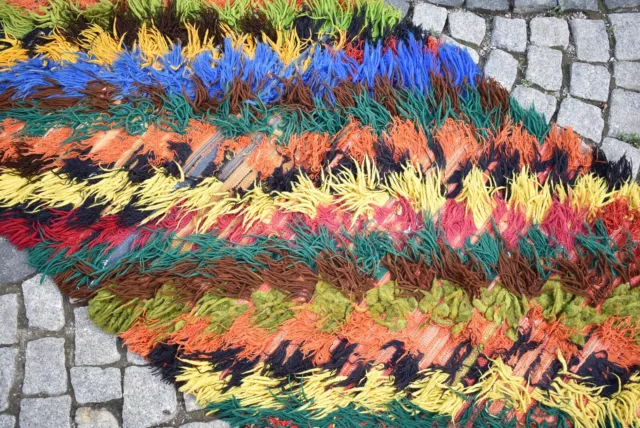 Turkish Colorful Tulu Rug 35'' x 82'' Vintage Rainbow Tulu Kilim Pile Area Rug 2