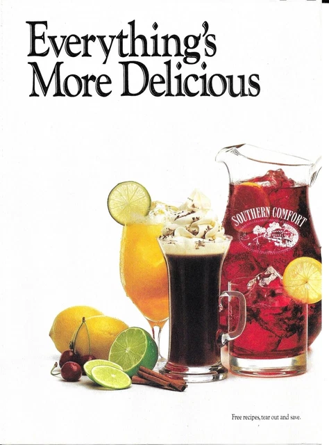 Southern Comfort Magazine Recipe 4pg Vintage Print Advertisement 8x 11" 1988