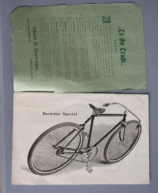 1899 Albert Brewster Special Bicycles Catalog Booklet Parts Tools Lanterns