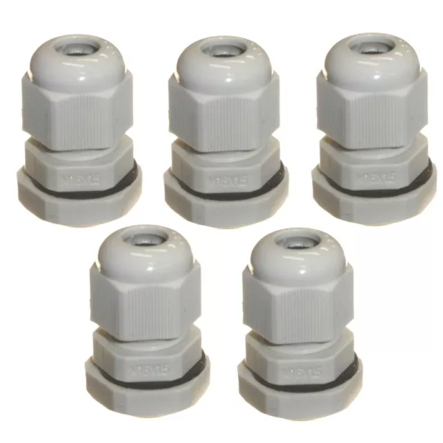 5 x M16 Glands Grey IP68 16mm Thread for 4-8mm Cable TRS Stuffing Gland + Seal