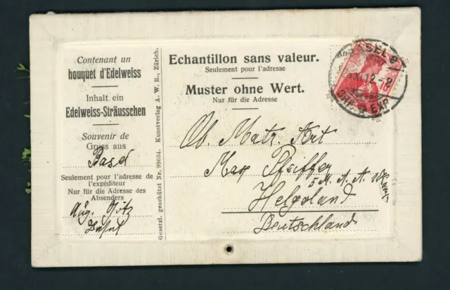 Carte Postale / Carte de Voeux Bâle Avec Edelweiss - Sträusschen 1912