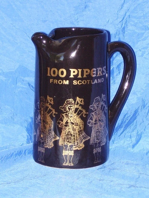 Vintage Seagram's 100 Pipers Scotch Whiskey 24oz Ceramic Drink Pitcher 6"