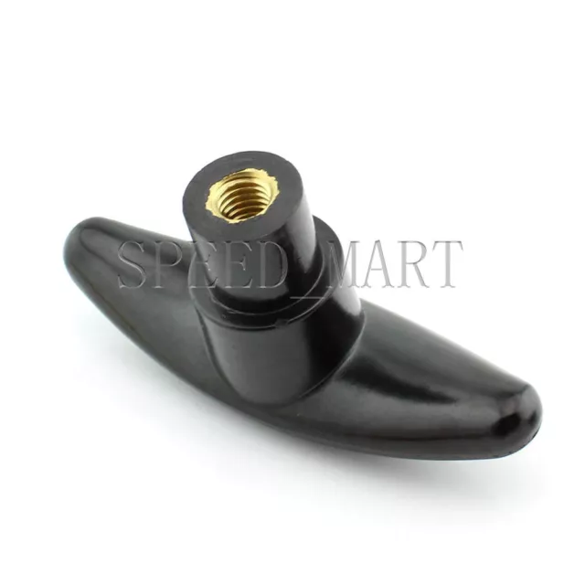 2pcs Black Plastic M6 6mm Female Thread T Type Shaped Head Clamping Nuts Knob 3