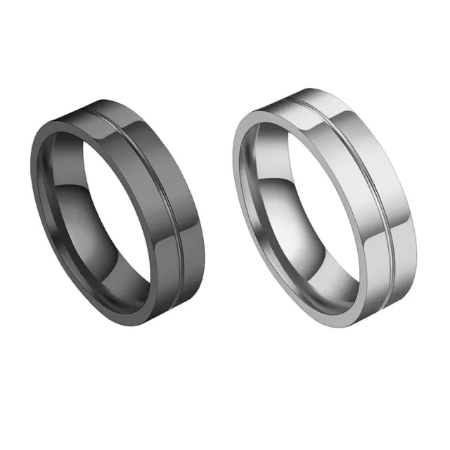 Stainless Steel Titanium 6mm Polished Wedding Groove Band Comfort Ring Men Women